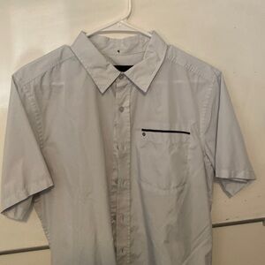 Hurley Med button up dress shirt short sleeve. Light blue